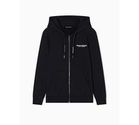 Armani Exchange Laced-up Hood Side Milano-New York Logo Sweat-Shirt à Capuche, Noir/doré, M Femme