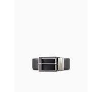 Armani Exchange - Ceinture en cuir avec plaque - Noir/Marron foncé - Taille unique Homme