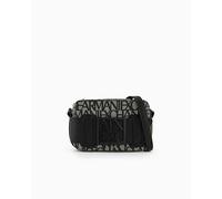 Armani Exchange Logo Placket Top Zip Camera Crossbody Bag, Étui pour Appareil Photo Femmes, Beige/Noir, Taille Unique