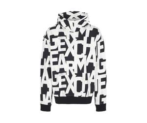 Armani Exchange - Maxi Allover Monogram Cotton Sweat à capuche - Homme - Sweatshirts et sweats à capuche - Noir - Taille: XL