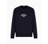 Armani Exchange Men's Utility Edge, Logo brodé Lettering, Sweatshirt, Bleu, S, Bleu foncé, S