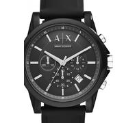 Armani Exchange Montre pour homme , mouvement chronographe, boîtier en acier inoxydable noir de 44 mm avec bracelet en silicone, AX1326