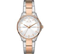 Armani Exchange Montre pour femme , mouvement à trois aiguilles, boîtier en acier inoxydable 2T argent/rose de 36 mm avec bracelet en acier inoxydable, AX5258