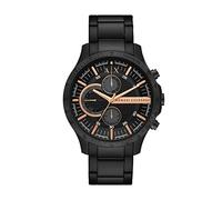 Armani Exchange Montre pour homme, mouvement chronographe, boîtier en acier inoxydable noir de 46 mm avec bracelet en acier inoxydable, AX2429
