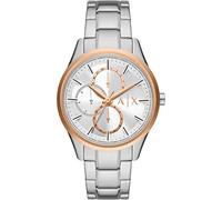 Armani Exchange Montre pour Homme, Mouvement chronographe et boîtier de 42 mm avec Bracelet en Acier Inoxydable, Cuir ou Silicone, Argent et Ton Or Rose, 42MM