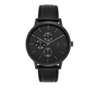Armani Exchange montre pour homme, mouvement chronographe et boîtier de 42 mm avec bracelet en acier inoxydable, cuir ou silicone, Noir de jais, 42MM