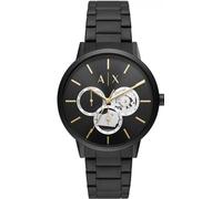 Armani Exchange montre pour homme, mouvement chronographe et boîtier de 42 mm avec bracelet en acier inoxydable, cuir ou silicone, Noir de jais et ton or, 42MM