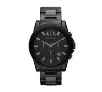 Armani Exchange montre pour homme, mouvement chronographe et boîtier de 45 mm avec bracelet en acier inoxydable, en cuir ou en silicone, Graphite et noir, 45MM