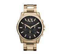 Armani Exchange montre pour homme, mouvement chronographe et boîtier de 45 mm avec bracelet en acier inoxydable, en cuir ou en silicone, Ton or et noir, 45MM