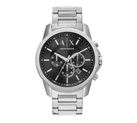 Armani Exchange Montre pour hommes de couleur argentée, Mouvement chronographe à quartz et boîtier de 44 mm avec bracelet en acier inoxydable