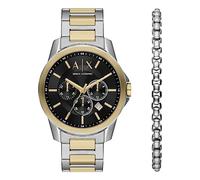 Armani Exchange Montre pour Hommes de Couleur argentée, Mouvement chronographe à Quartz et boîtier de 44 mm avec Bracelet en Acier Inoxydable