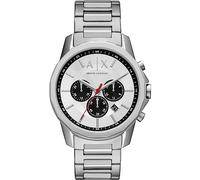 Armani Exchange Montre pour Hommes de Couleur argentée, Mouvement chronographe à Quartz et boîtier de 44 mm avec Bracelet en Acier Inoxydable