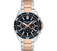 Armani Exchange Montre pour Hommes de Couleur argentée, Mouvement chronographe à Quartz et boîtier de 44 mm avec Bracelet en Acier Inoxydable