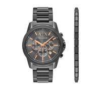 Armani Exchange Montre pour hommes de couleur argentée, Mouvement chronographe à quartz et boîtier de 44 mm avec bracelet en acier inoxydable