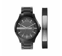 Armani Exchange Montre pour hommes, mouvement date à trois aiguilles à quartz et boîtier de 46mm avec bracelet en acier inoxydable