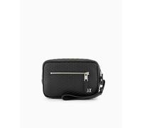 Armani Exchange Pochette noire pour homme avec logo monogram imprimé, Noir, Taille unique