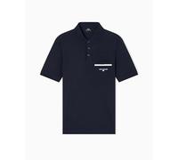 Armani Exchange Polo à Manches Courtes pour Homme avec Logo latéral Poche latérale col Trois Boutons, Bleu, Taille XXL, Bleu foncé, XXL