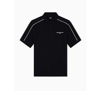 Armani Exchange Short Sleeve Stripes Side Logo Three-Button Collar Polo, Noir, M Hommes