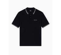 Armani Exchange Polo à Manches Courtes pour Homme avec Logo sur Le côté, col à Trois Boutons, Noir, XXL