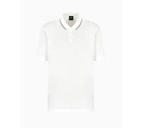 Armani Exchange Utitlity Edge, Collar Stripes, Embroidered Logo Polo, Ecru, S Homme