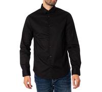 Armani Exchange Popeline Stretch Chemise, Noir, L Homme