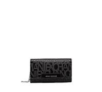 Armani Exchange Portefeuille pour femme avec chaîne, design en relief, noir