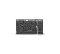 Armani Exchange Portefeuille pour femme avec chaîne, design en relief, noir