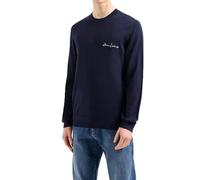 Armani Exchange Pull à col Rond pour Homme avec Logo, Bleu Marine, L