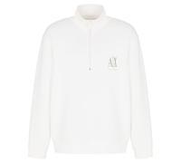 Armani Exchange Pull à Demi-Fermeture éclair en Coton avec Logo icône pour Homme, Ecru, X-Large
