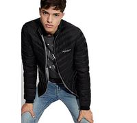 Armani Exchange Quilted Down Milano/New York Logo Zip-up Jacket Homme Manteau Alternatif en Duvet, Noir/Gris Mélangé B, L