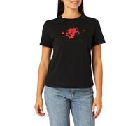 Armani Exchange Red Cupido Glitter Print Backtone on Tone Logo T-Shirt Femme