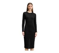 Armani Exchange - Robe mi-longue en jersey côtelé épais avec logo métallique - Femme - Robes - Noir - Taille: 38 FR