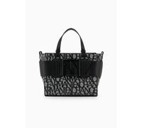 Armani Exchange Sac à bandoulière femme avec logo moyen – Beige/Noir, 100% polyester, Taille unique