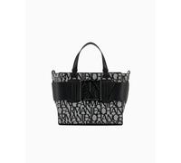 Armani Exchange Sac à bandoulière femme avec logo moyen – Beige/Noir, 100% polyester, Taille unique