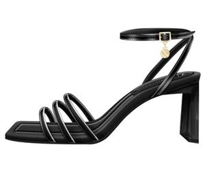 Armani Exchange Sandales Dalia à talon triple bande pour femme, Noir, 40 EU