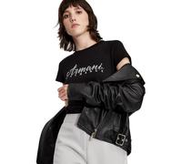 ARMANI EXCHANGE Short Sleeve Classic Script Logo Scoop Neck T-Shirt, Noir, Small Femme