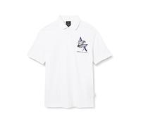 Armani Exchange Sustainable, Printed Eagle Logo, Regular Fit Polo, Blanc, XS Hommes