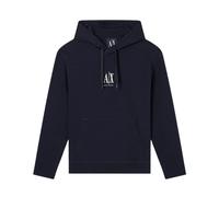 Armani Exchange - Sweat à capuche avec logo A|X brodé au centre - Homme - Sweatshirts et sweats à capuche - Bleu - Taille: L