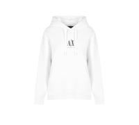 Armani Exchange Icon Project, Embroidered Logo, Hooded Sweat-Shirt à Capuche, Blanc Optique, S Femme