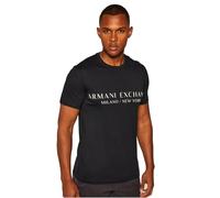 Armani Exchange T- Shirt à Manches Courtes et col Rond avec Logo Milan New York, Bleu Marine, S Homme