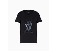 Armani Exchange T-Shirt à Manches Courtes pour Femme avec Logo imprimé Coupe Droite, Noir, M