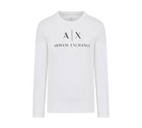 Armani Exchange - T-shirt à manches longues avec imprimés du logo - Homme - Tops - Blanc - Taille: XL