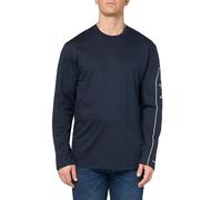Armani Exchange T- Shirt à Manches Longues avec Logo AX brodé vers Le Bas du Bras-Coupe Droite-Jersey de Coton Pima, Bleu Marine, M Homme
