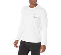 Armani Exchange T-Shirt à Manches Longues pour Homme avec Logo imprimé sur Le Devant., Blanc., L