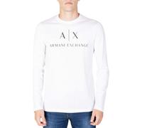 Armani Exchange T-shirt blanc à manches longues avec logo - S