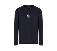 Armani Exchange - Tricot Imprimé à Manches Longues et Col Rond - Homme - Tops - Bleu - Taille: XL
