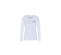 Armani Exchange - T-shirt ML Logo Brillantino Lato Cuore - Femme - Tops - Blanc - Taille: 36 FR