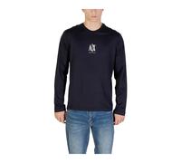 Armani Exchange - Tricot Imprimé à Manches Longues et Col Rond - Homme - Tops - Bleu - Taille: XS