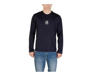 Armani Exchange - Tricot Imprimé à Manches Longues et Col Rond - Homme - Tops - Bleu - Taille: XS