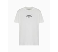 Armani Exchange Utility Edge, Embrodidered Logo T-Shirt, Blanc cassé, M Hommes